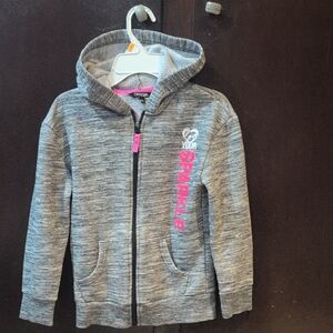George Gray Hooded Zip-Up Sweatshirt with Pink Accent